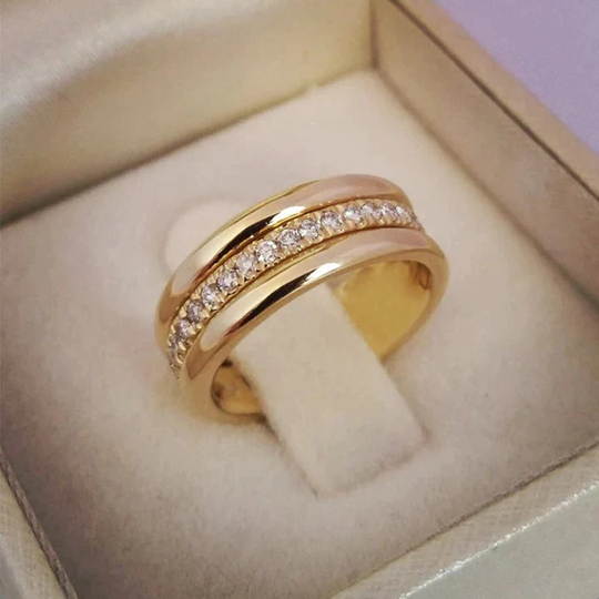Crystal Band Gold Ring | Amelia Bellrose Jewellery
