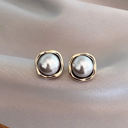 Pearl Stud Gold Frame Earrings | Amelia Bellrose Jewellery