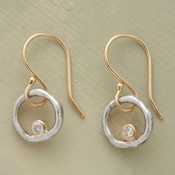 Two-Tone Circle Crystal Drop Earrings | Amelia Bellrose Jewellery