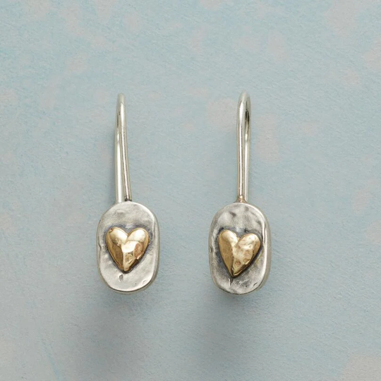 Two-Tone Heart Drop Earrings | Amelia Bellrose Jewellery