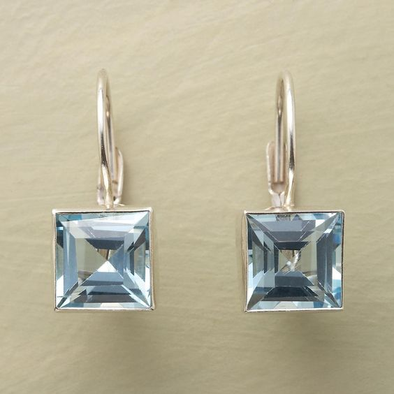 Square Blue Crystal Drop Earrings | Amelia Bellrose Jewellery