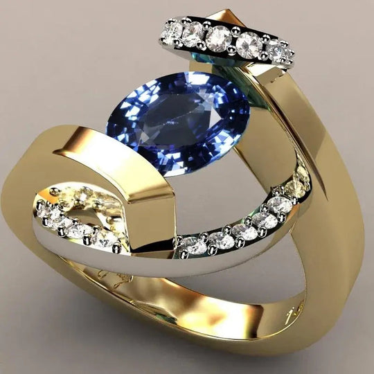Blue Crystal Open Statement Ring | Amelia Bellrose Jewellery