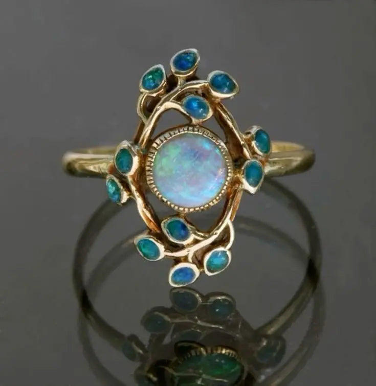 Opal & Blue Stone Cluster Ring | Amelia Bellrose Jewellery