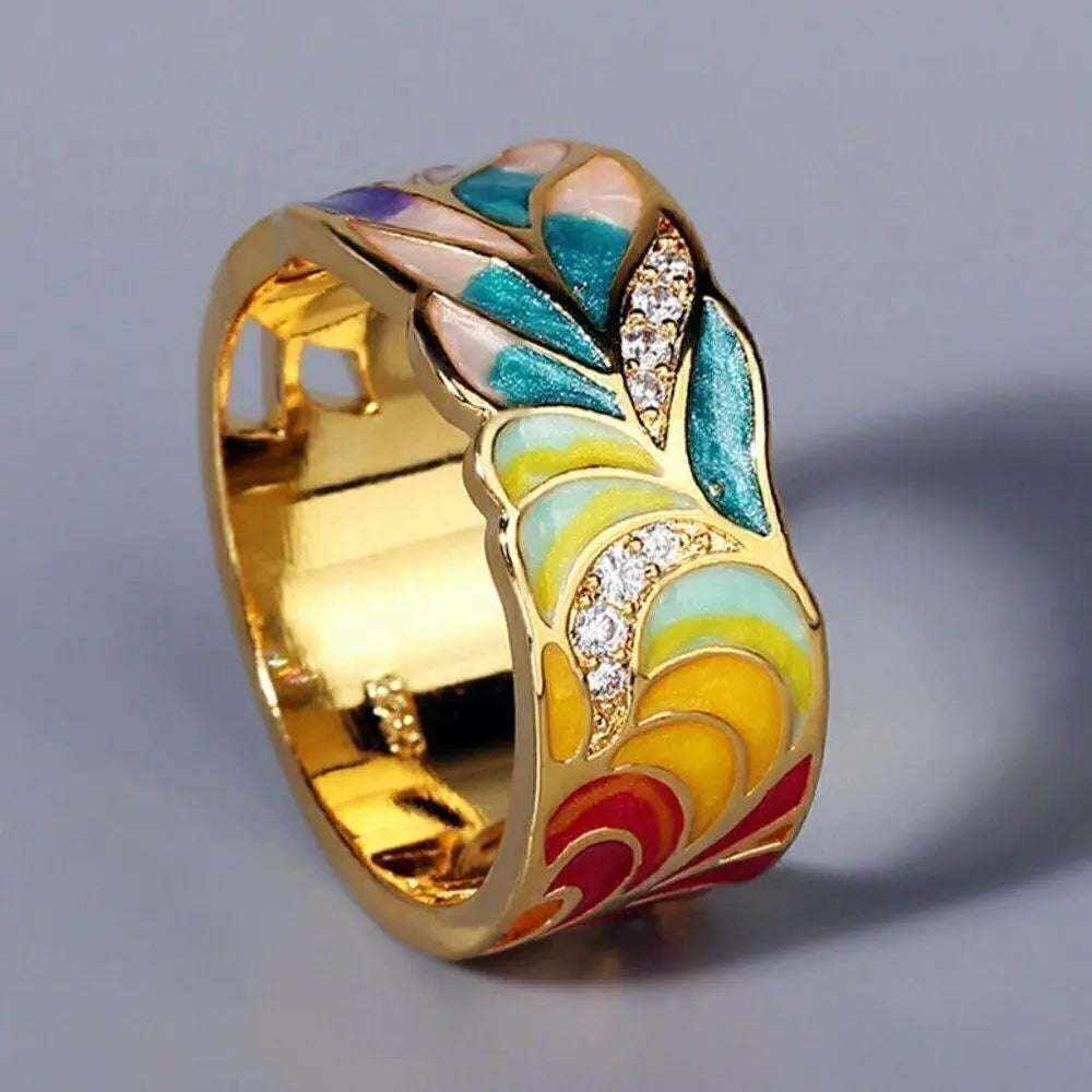 Multicolour Enamel Statement Ring | Amelia Bellrose Jewellery