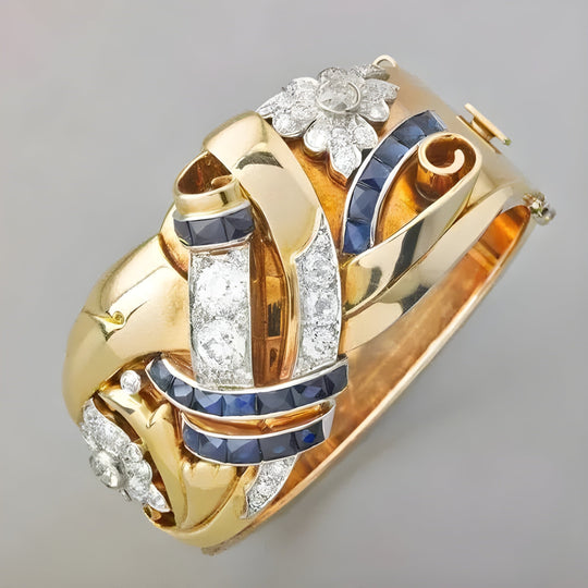 Sapphire & Crystal Floral Statement Ring | Amelia Bellrose Jewellery