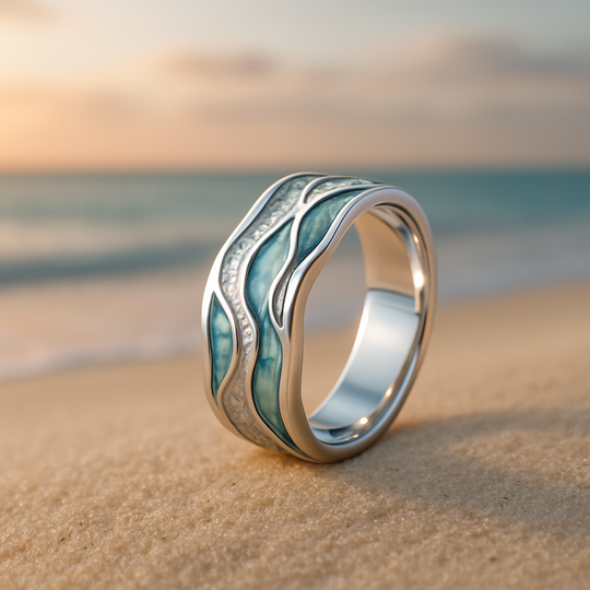 Turquoise Wave Inlay Ring | Amelia Bellrose Jewellery