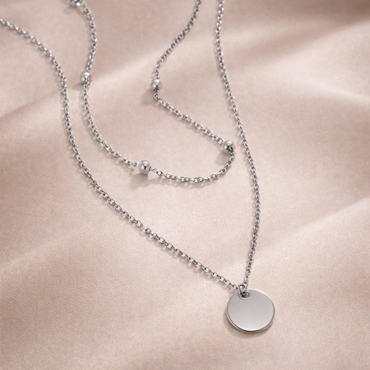 Layered Disc Silver Necklace | Amelia Bellrose Jewellery