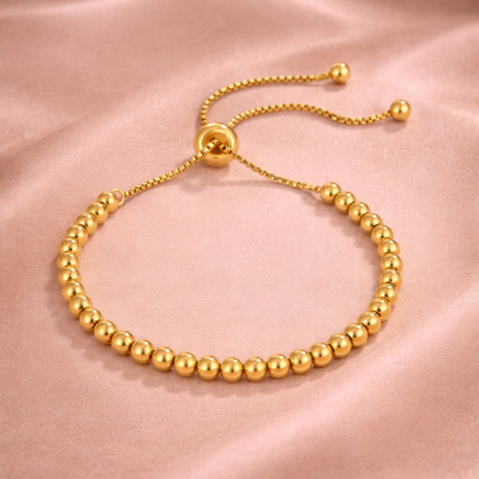 Gold Bead Adjustable Bracelet | Amelia Bellrose Jewellery