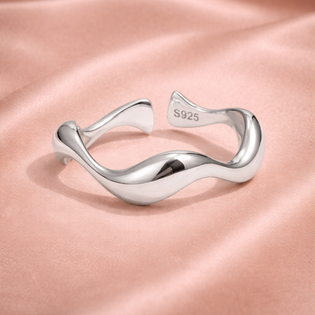 Sculpted Wave Silver Ring | Amelia Bellrose Jewellery