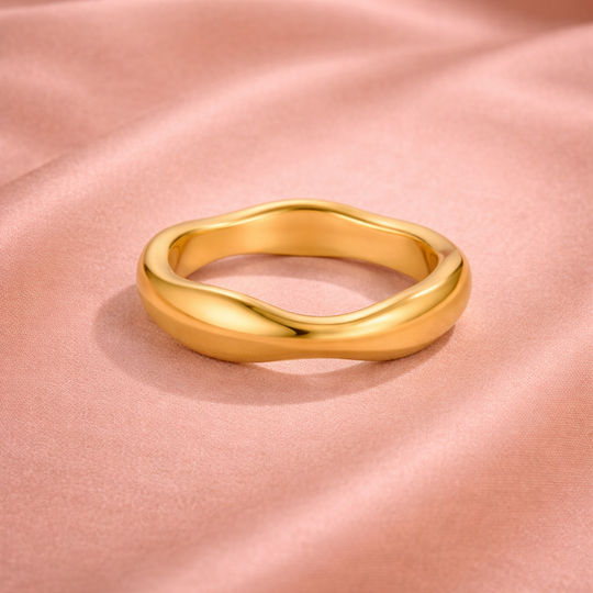 Sculpted Wave Gold Ring set | Amelia Bellrose Jewellery