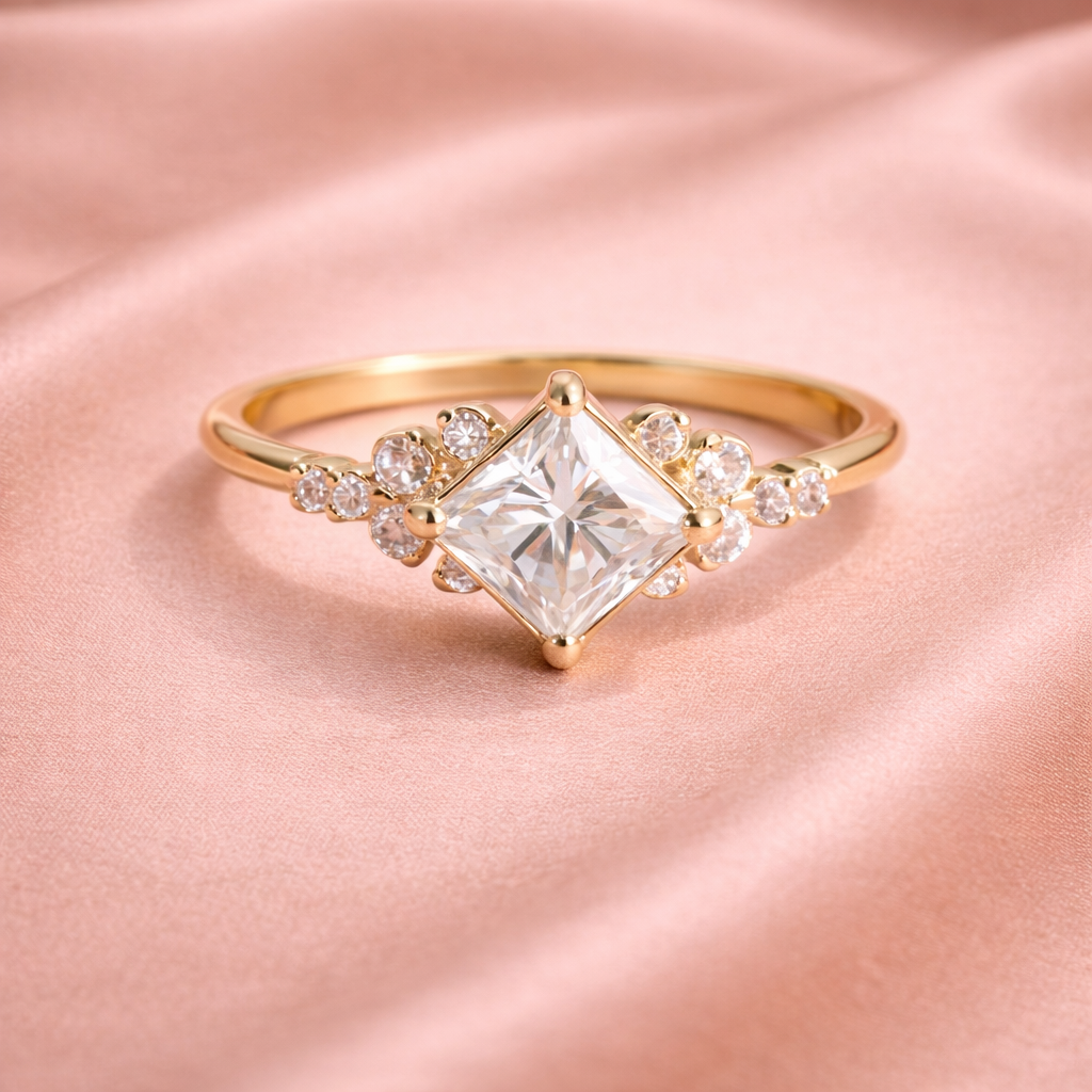 Crystal Solitaire Gold Ring | Amelia Bellrose Jewellery