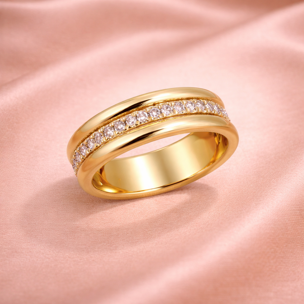 Crystal Band Gold Ring | Amelia Bellrose Jewellery