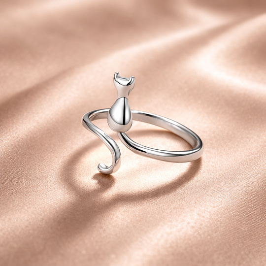 Minimalist Cat Silhouette Silver Ring | Amelia Bellrose Jewellery