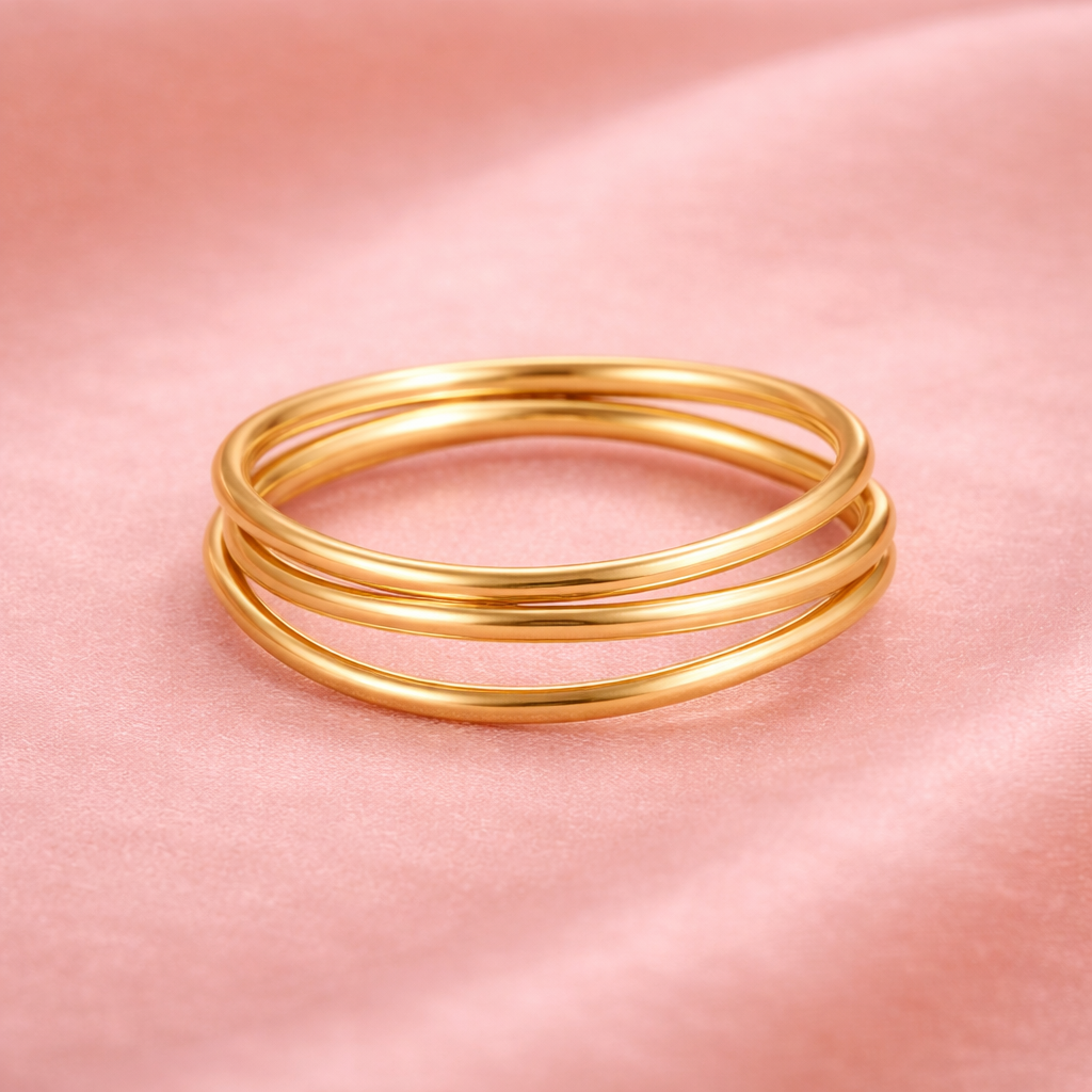 Minimal Layered Gold Stack Ring | Amelia Bellrose Jewellery