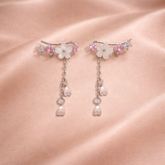 Floral Crystal Drop Silver Earrings | Amelia Bellrose Jewellery