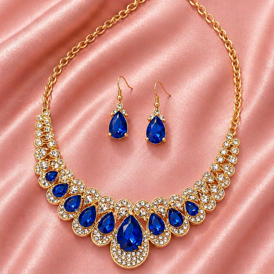 Blue Crystal Statement Jewellery Set | Amelia Bellrose Jewellery
