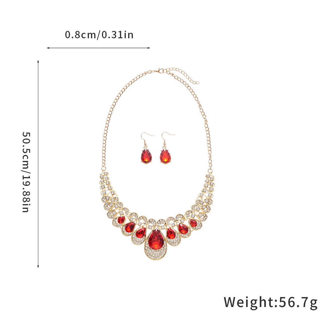 Teardrop Red Crystal Statement Set Gold | Amelia Bellrose Jewellery