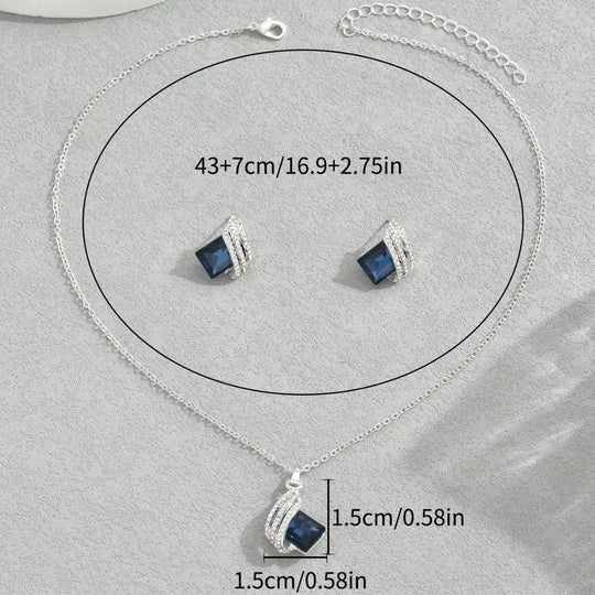 Blue Crystal Geometric Jewellery Set | Amelia Bellrose Jewellery