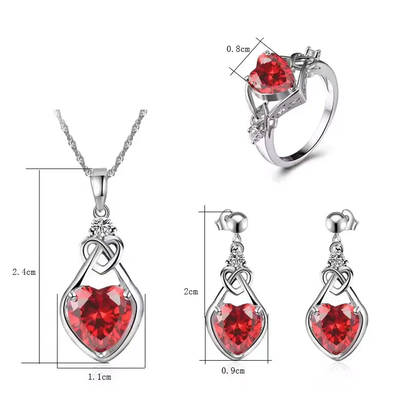 Heart Crystal Knot Set Silver | Amelia Bellrose Jewellery