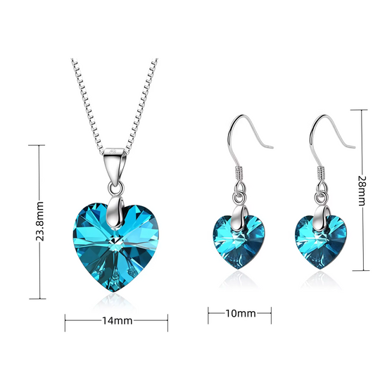 Blue Crystal Heart Jewellery Set | Amelia Bellrose Jewellery