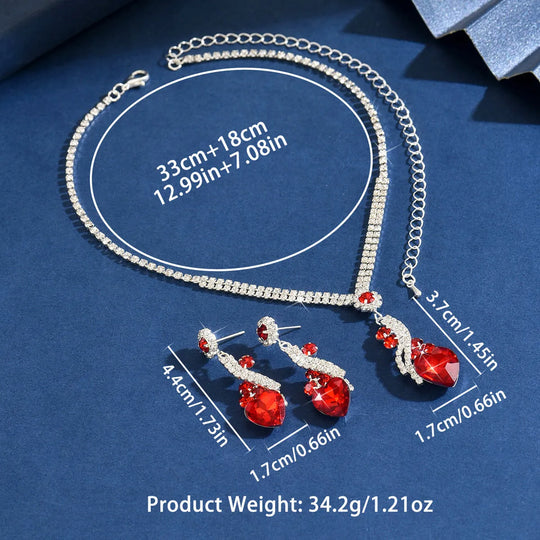 Heart Crystal Drop Jewellery Set Silver | Amelia Bellrose Jewellery