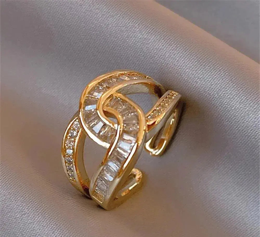 Baguette Crystal Wrap Ring | Amelia Bellrose Jewellery