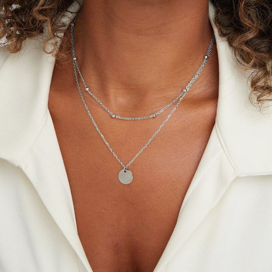 Layered Disc Silver Necklace | Amelia Bellrose Jewellery