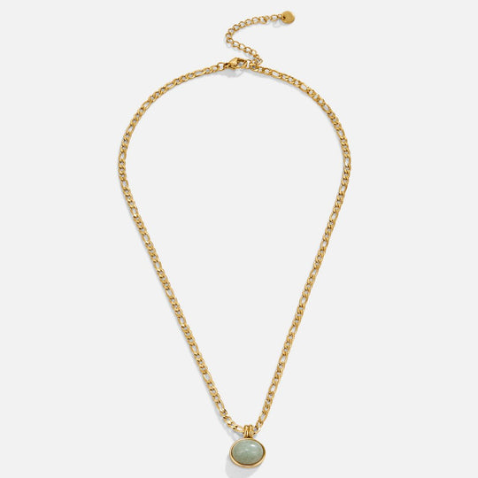 Green Stone Pendant Curb Chain Necklace | Amelia Bellrose Jewellery