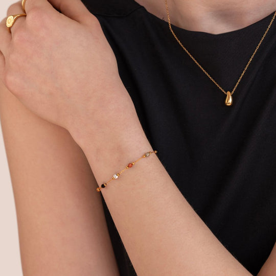 Multi-Stone Beaded Gold Chain Bracelet | Amelia Bellrose Jewellery