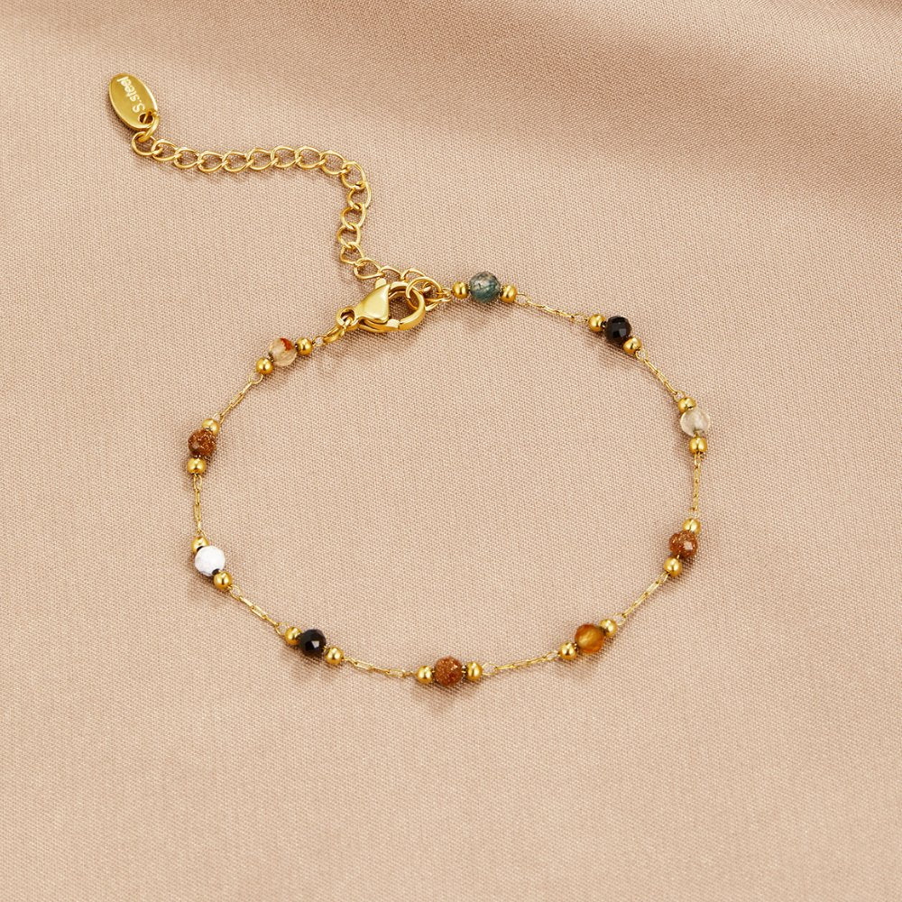 Multi-Stone Beaded Gold Chain Bracelet | Amelia Bellrose Jewellery