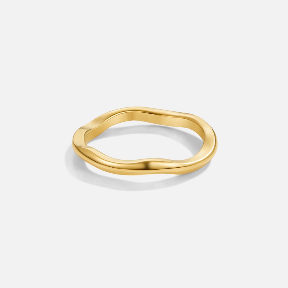 Sculpted Wave Gold Ring set | Amelia Bellrose Jewellery