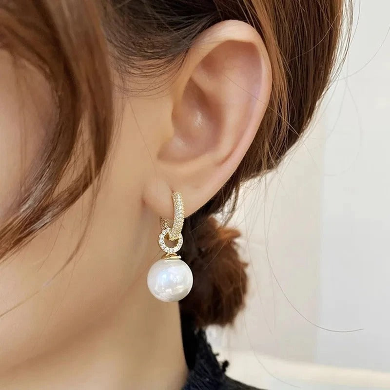Pearl Drop Hoop Earrings | Amelia Bellrose Jewellery