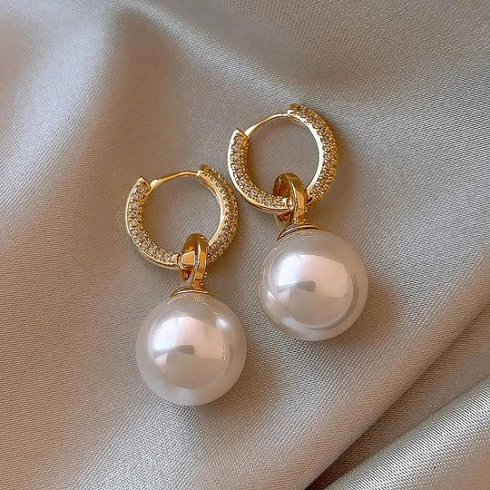 Pearl Drop Hoop Earrings | Amelia Bellrose Jewellery
