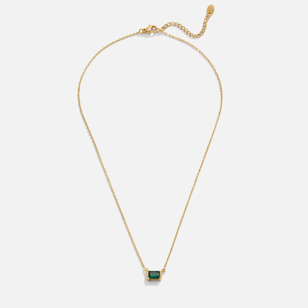 Emerald Cut Green Crystal Pendant Necklace | Amelia Bellrose Jewellery