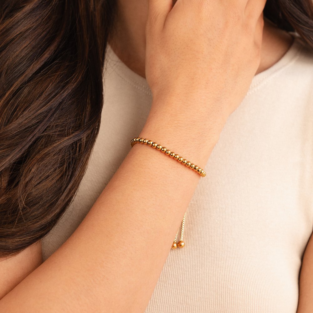 Gold Bead Adjustable Bracelet | Amelia Bellrose Jewellery