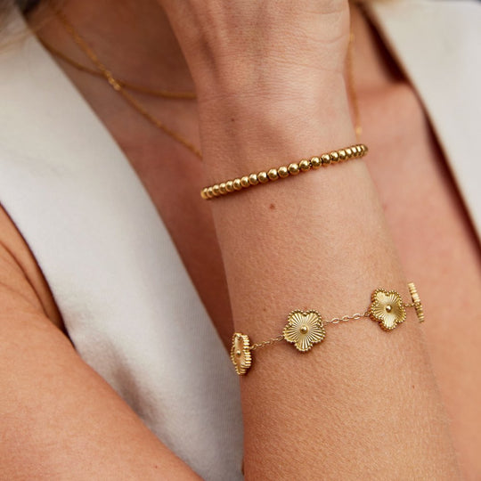 Gold Beaded Adjustable Slider Bracelet | Amelia Bellrose Jewellery