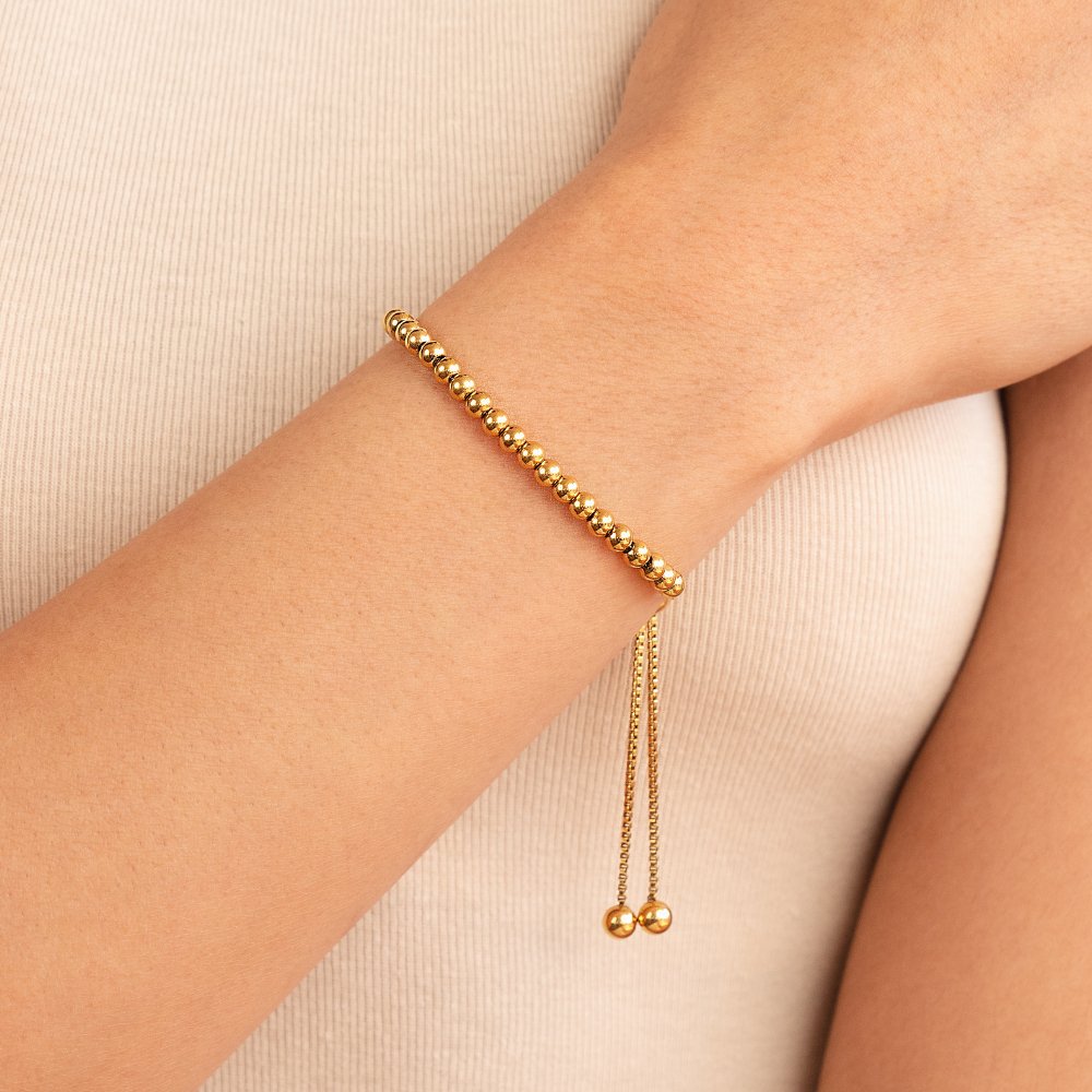 Gold Bead Adjustable Bracelet | Amelia Bellrose Jewellery
