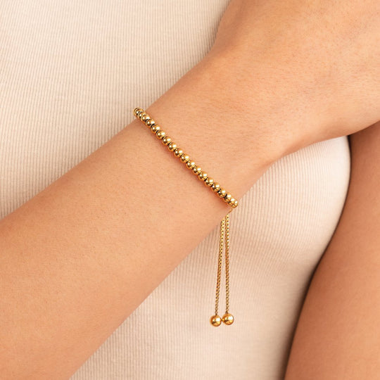 Gold Bead Adjustable Bracelet | Amelia Bellrose Jewellery