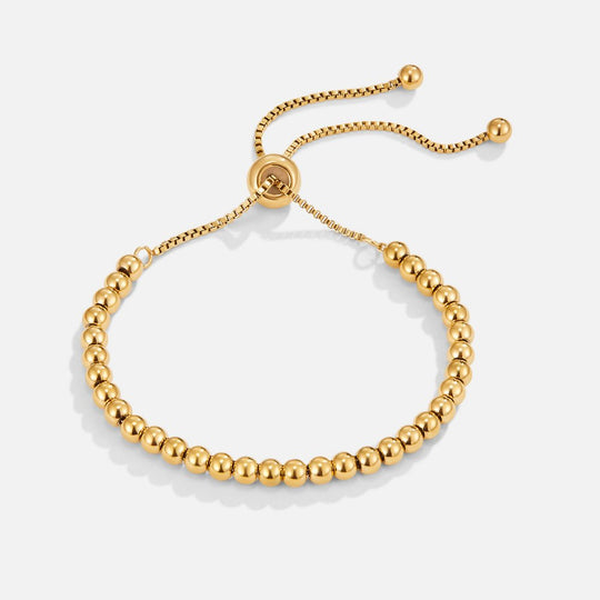 Gold Beaded Adjustable Slider Bracelet | Amelia Bellrose Jewellery