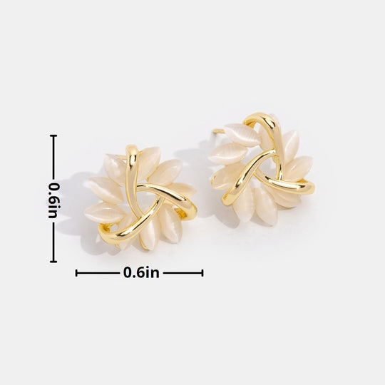 Floral Pearl Gold Stud Earrings | Amelia Bellrose Jewellery