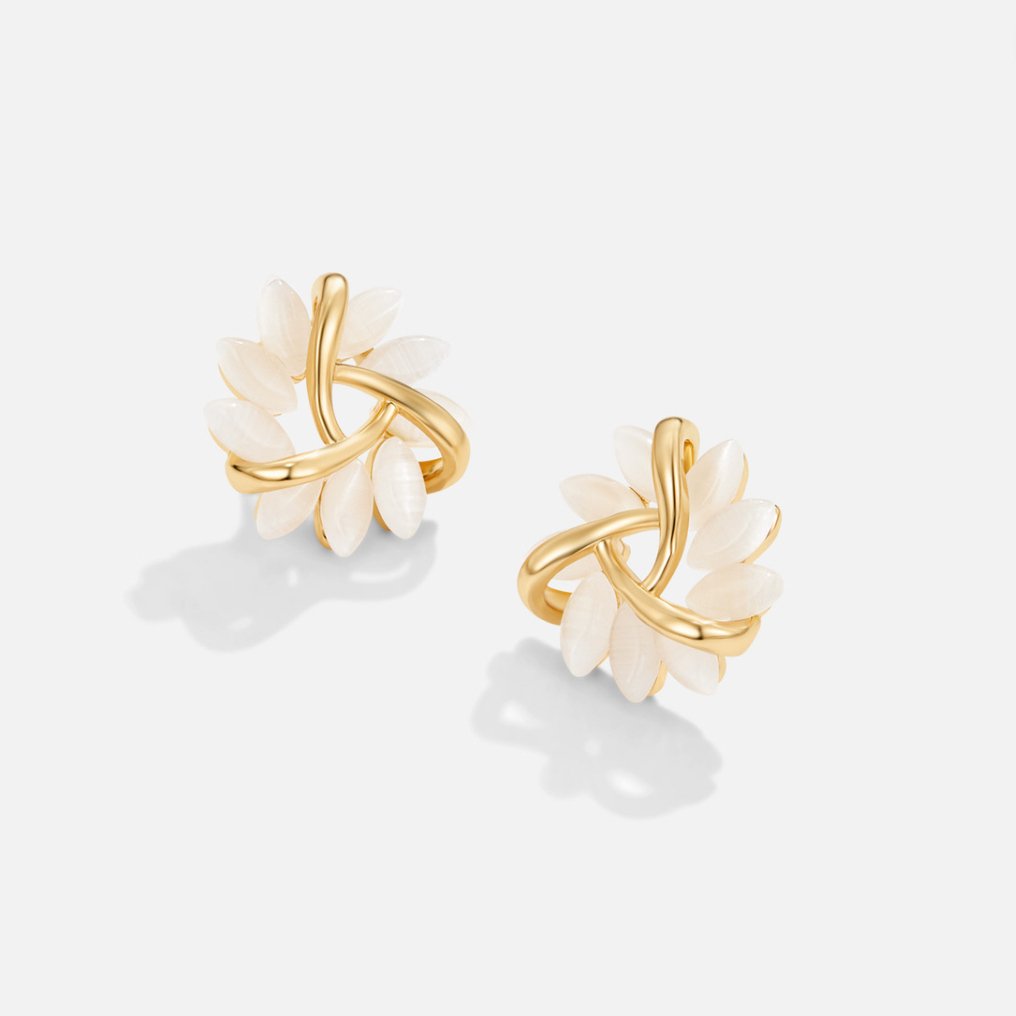 Floral Pearl Gold Stud Earrings | Amelia Bellrose Jewellery