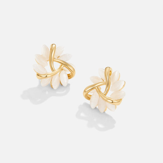 Floral Pearl Gold Stud Earrings | Amelia Bellrose Jewellery