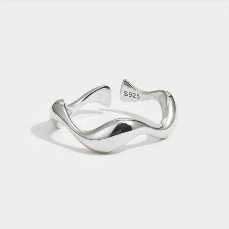 Sculpted Wave Silver Ring | Amelia Bellrose Jewellery
