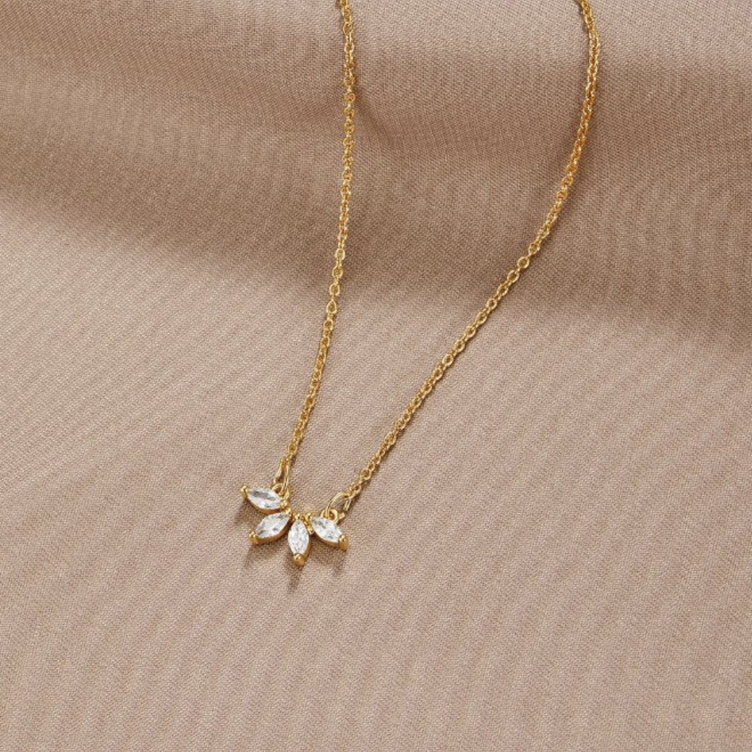 Marquise Crystal Leaf Pendant Necklace | Amelia Bellrose Jewellery