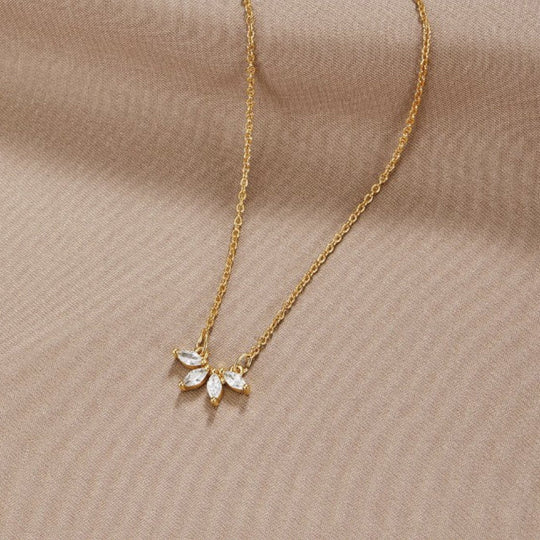 Marquise Crystal Leaf Pendant Necklace | Amelia Bellrose Jewellery