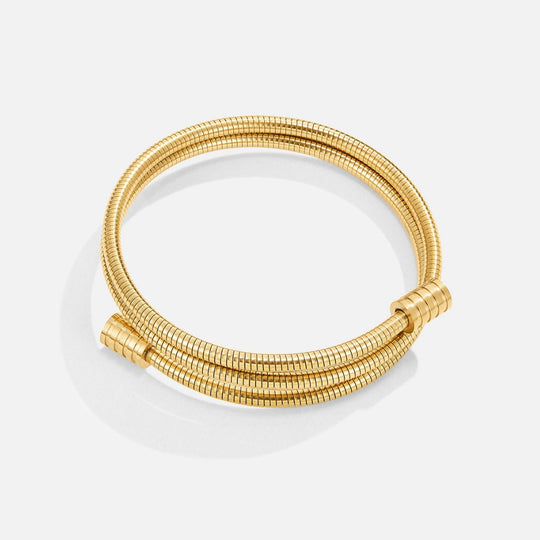 Gold Coil Wrap Bangle Bracelet | Amelia Bellrose Jewellery