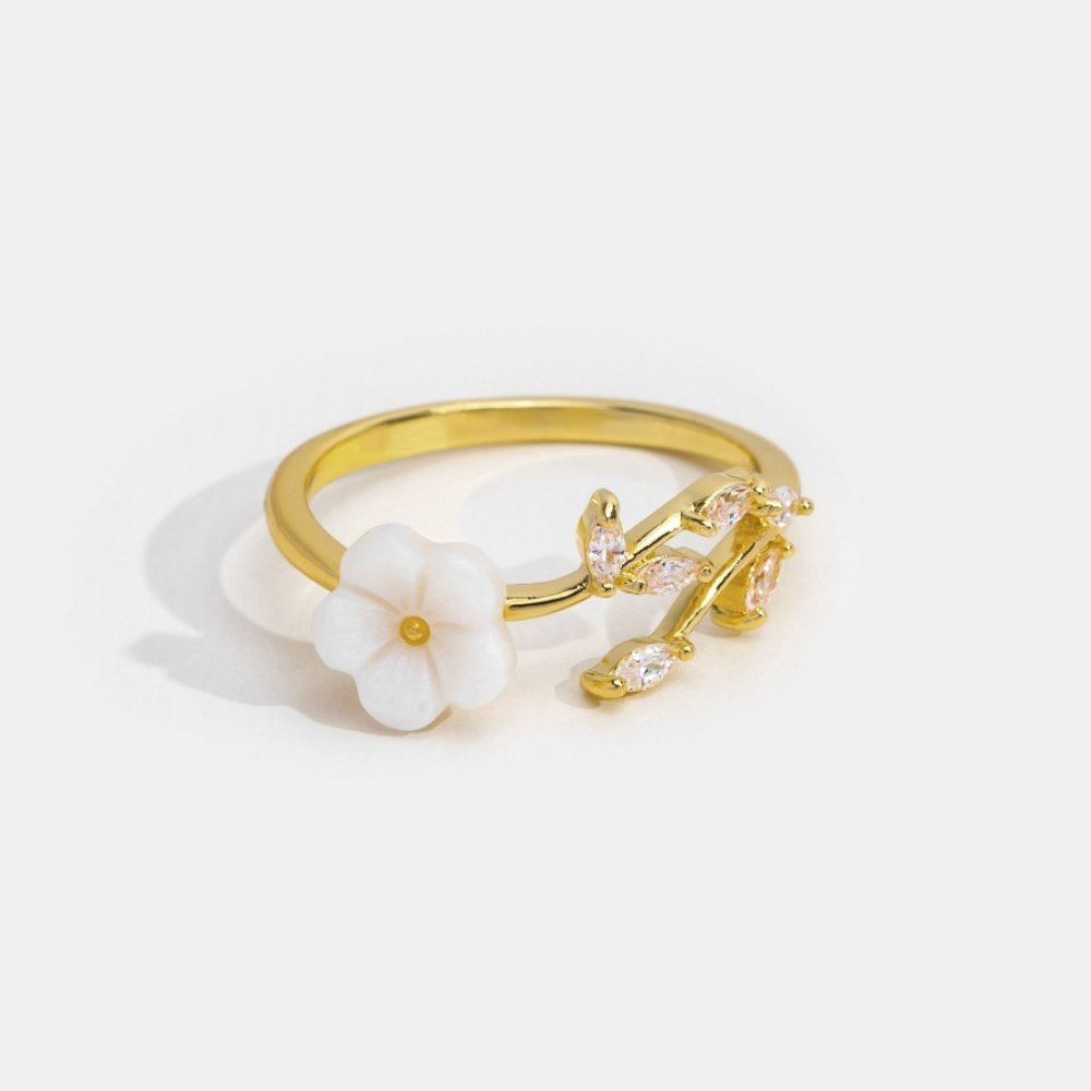 Floral Crystal Gold Ring | Amelia Bellrose Jewellery