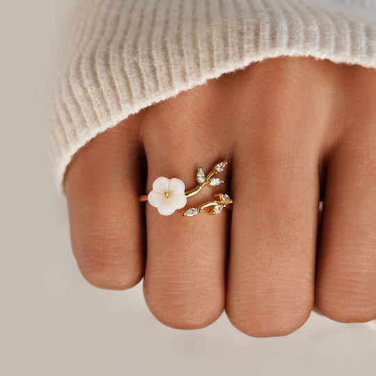 Floral Crystal Gold Ring | Amelia Bellrose Jewellery